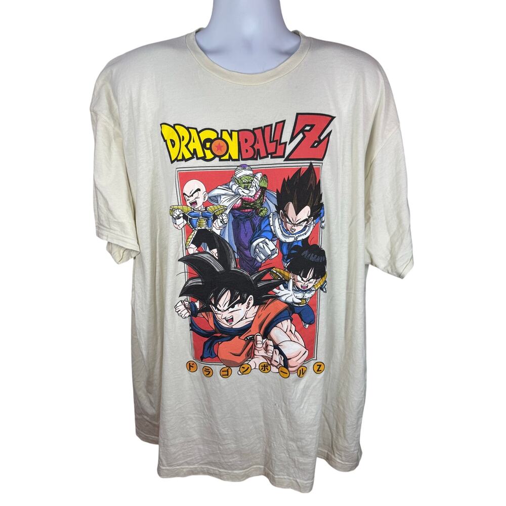 Dragon Ball Z Shirt Mens 3XL Beige Anime Goku Vegeta Piccolo Graphic Tee